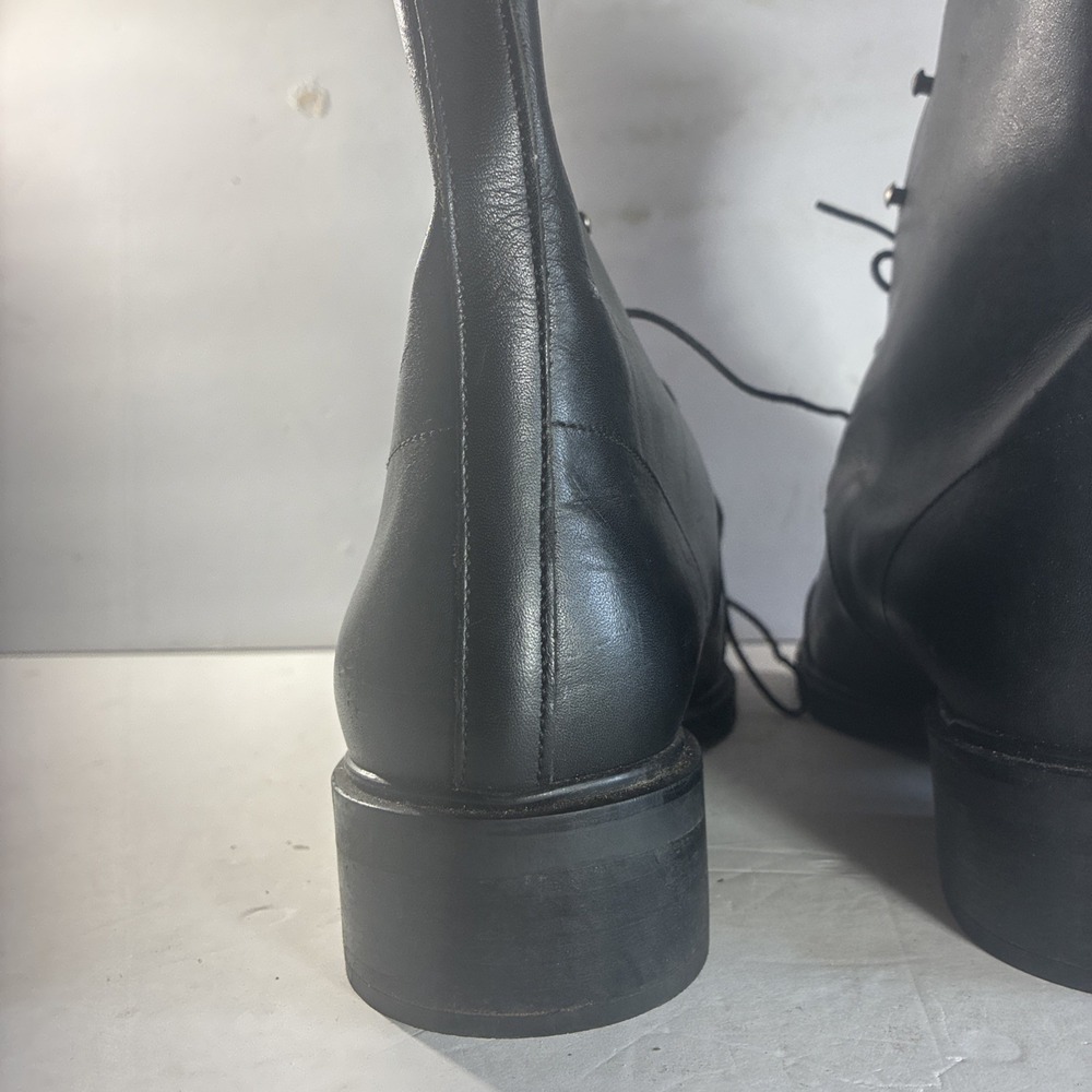 Eddie Bauer Made In Italy Lace Up Cap Toe Boots Black Leather - Picture 8 of 10
